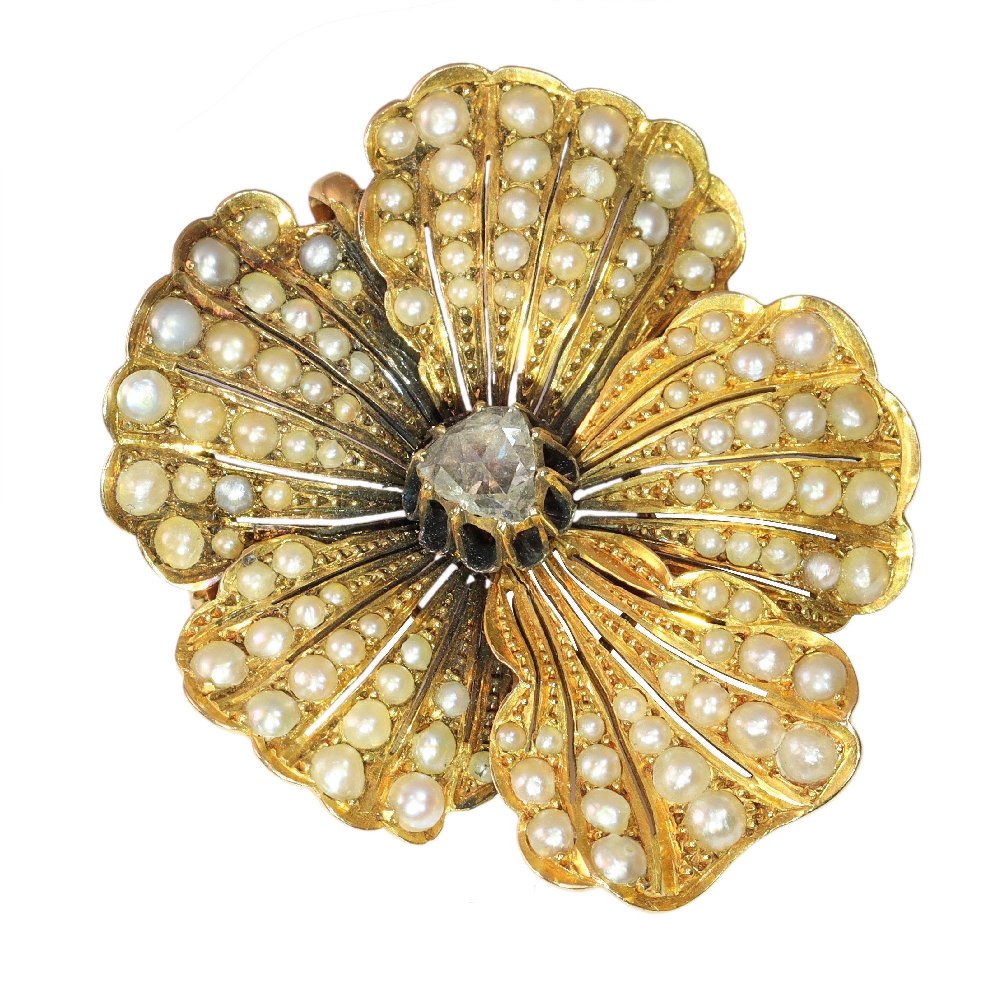 Antique gold pansy pendant and brooch symbol of love and remembrance. (image 4 of 7)